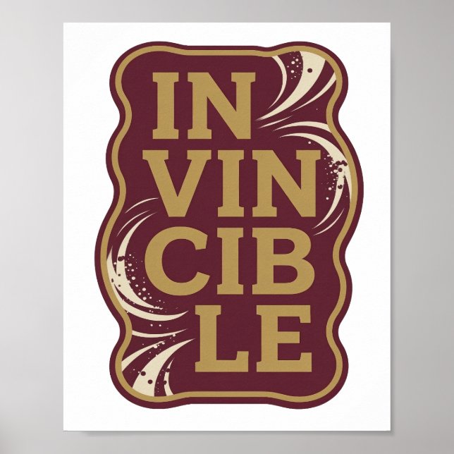Ikonisk guld INVINCIBLE utsagadesign Poster (Framsidan)