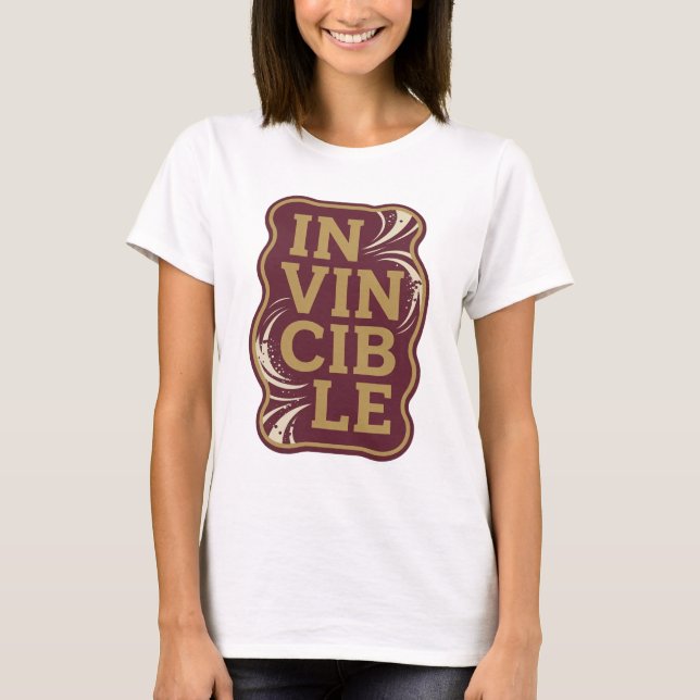 Ikonisk Guld INVINCIBLE Uttalandedesign T Shirt (Framsida)