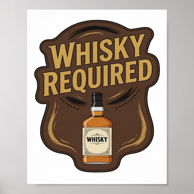 Ikonisk guld WHISKY KRÄVS Design Poster (Framsidan)