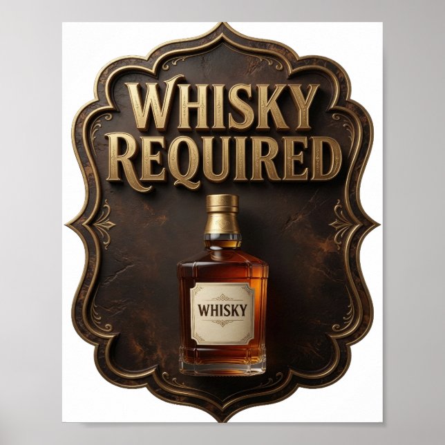 Ikonisk guld WHISKY KRÄVS Poster (Framsidan)