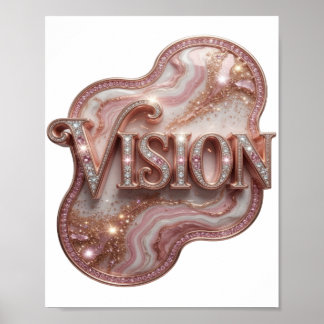 Ikonisk guldbaserad VISION 3D Text Konst Poster