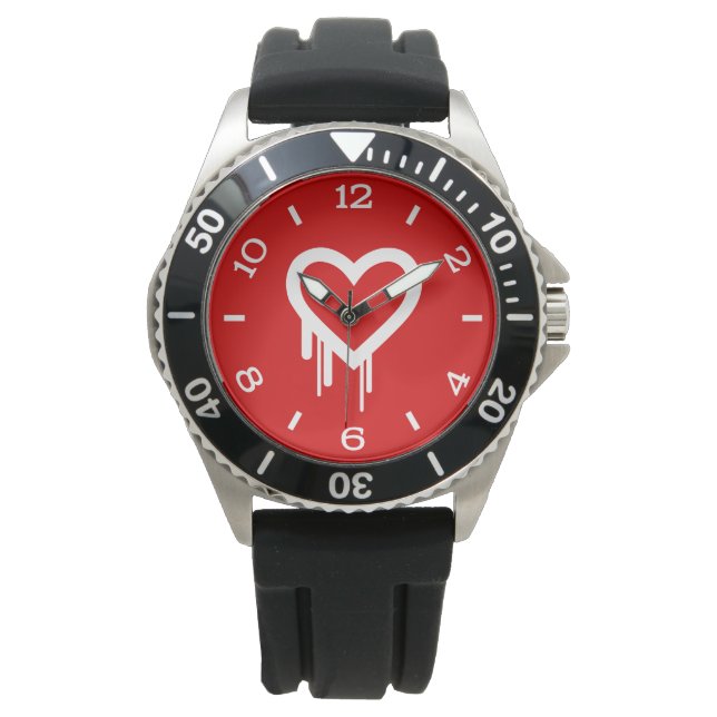 Ikonisk Heartbleed Kryp Logotyp Heart för Kärlek D Armbandsur (Framsida)