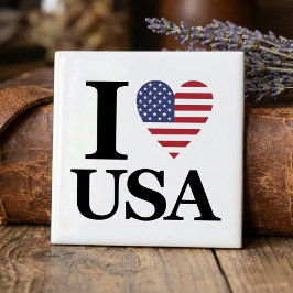 Ikonisk "I ❤️ USA" keramiskt dekorplatta Kakelplatta