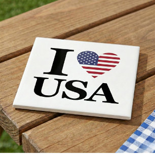 Ikonisk "I ❤️ USA" keramiskt dekorplatta Kakelplatta