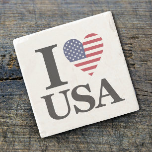 Ikonisk "I ❤️ USA" Stone Underlägg
