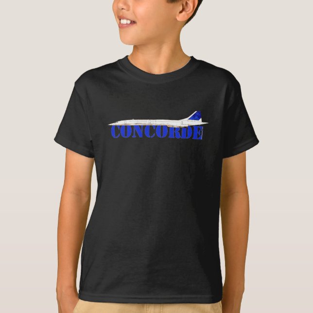 Ikonisk koncorde Jet med fet blå typografi T Shirt (Framsida)
