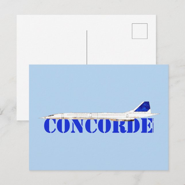 Ikonisk koncorde Jet med fet blå typografi Vykort (Fram/baksida)