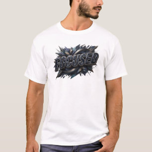 Ikonisk marinblå FOKUSERAD textdesign T Shirt