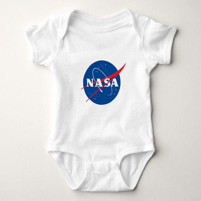 Ikonisk NASA-bomullsdräkt Baby (Rocket White) T Shirt (Framsida)