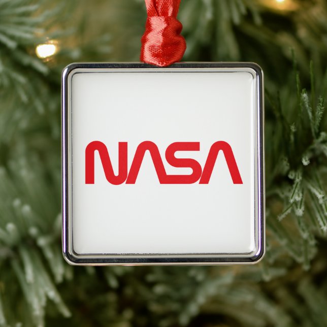 Ikonisk NASA Circa Square Ornament (Rocket White) (Träd)
