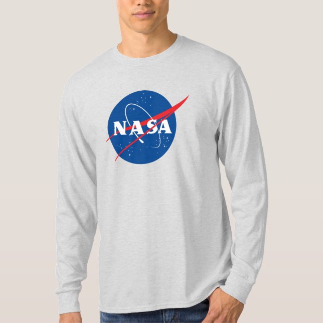 Ikonisk NASA-Långärmad T-Shirt (kvicksilver Grått) (Framsida)
