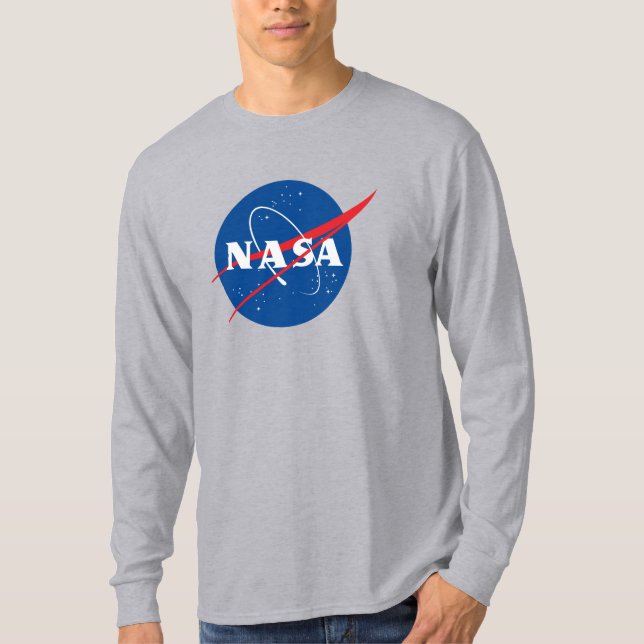Ikonisk NASA-Långärmad T-Shirt (Måne Grått) (Framsida)