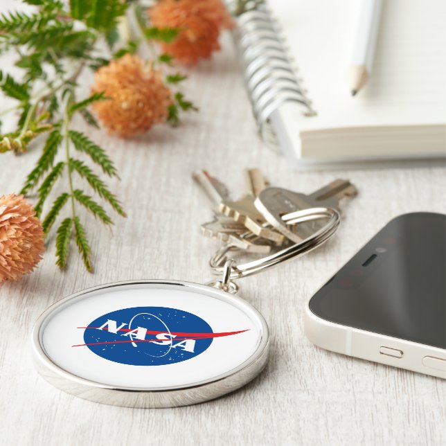 Ikonisk NASA Prestige Round Keychain (metall, L/S) Rund Silverfärgad Nyckelring (Sidan)
