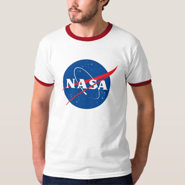 Ikonisk NASA Retro T-Shirt (vit/marsröd) (Framsida)