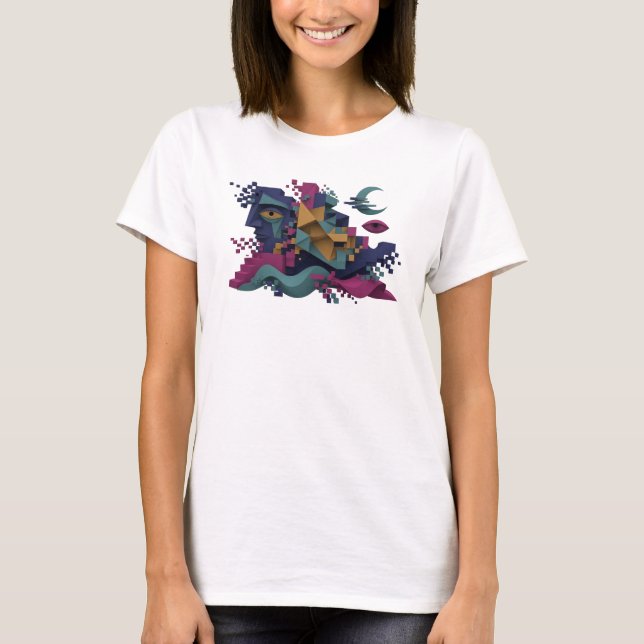 Ikonisk Navy VISION 3D Text Konst T Shirt (Framsida)