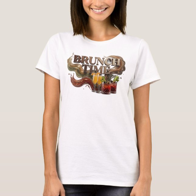 Ikonisk Orange BRUNCHTID Textdesign T Shirt (Framsida)