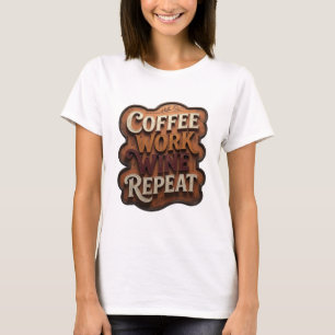 Ikonisk Orange KAFFE ARBETE VIN UPPREPning Tryck T Shirt