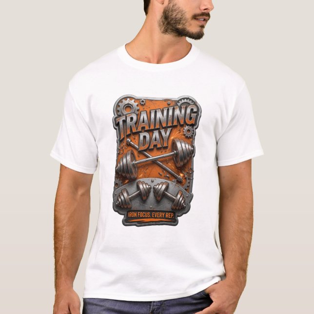 Ikonisk orange TRAINING DAY Tröjd design T Shirt (Framsida)