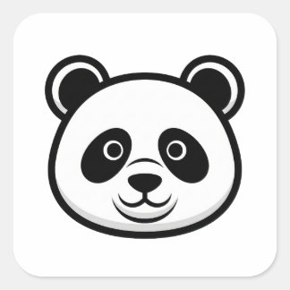 Ikonisk Panda – Söt Minimalistisk Ansiktsillustrat Fyrkantigt Klistermärke