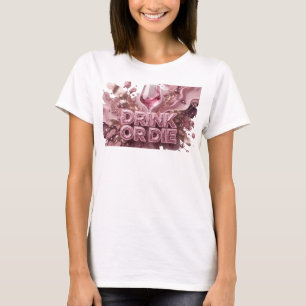 Ikonisk röd DRINK OR DIE Citat T-shirt