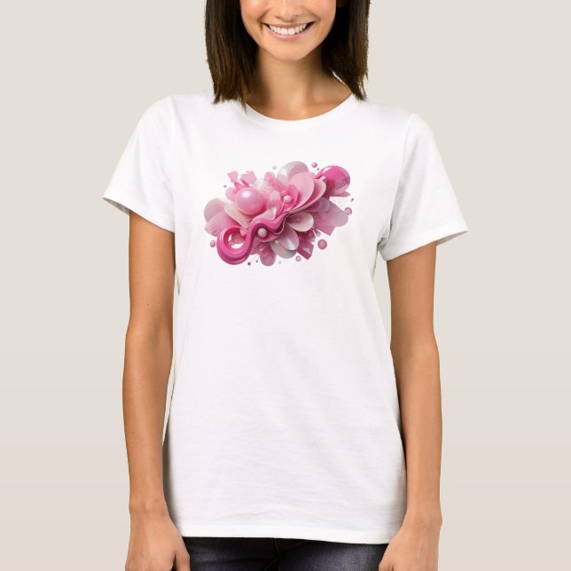 Ikonisk Rosa ABSTRAKT KONST Design T Shirt (Framsida)