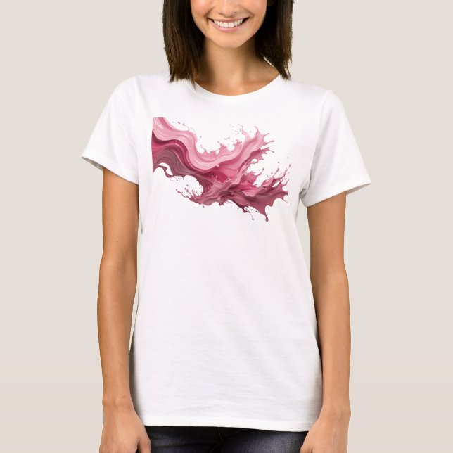 Ikonisk Rosa ABSTRAKT KONST Konsttryck T Shirt (Framsida)
