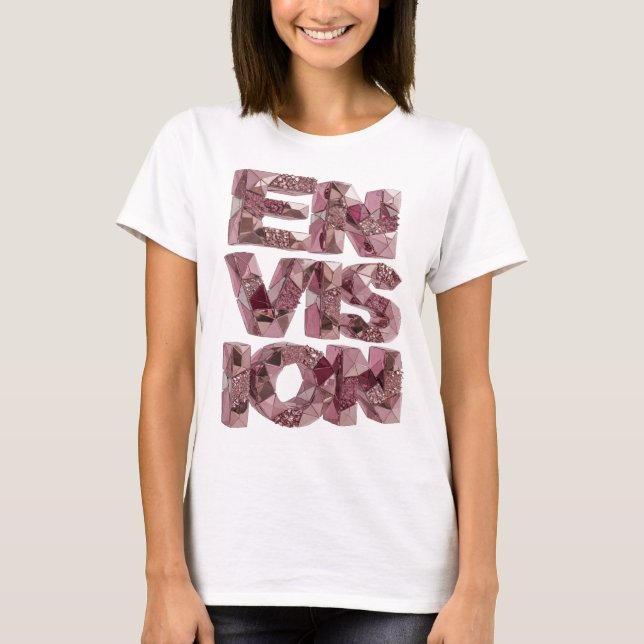 Ikonisk Rosa ENVISION Modern Design T Shirt (Framsida)