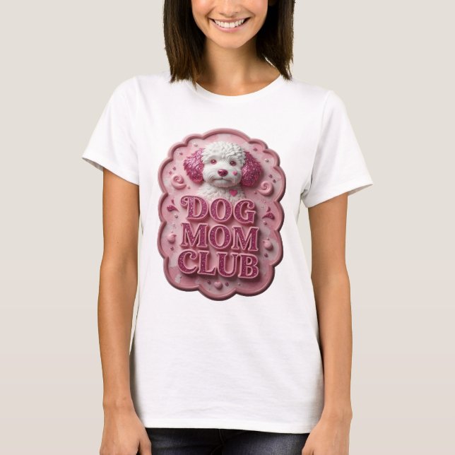Ikonisk Rosa HUND MAMMA KLUBB Slogan T-shirt (Framsida)