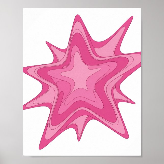 Ikonisk Rosa PINK STAR Deklarationsdesign Poster (Framsidan)