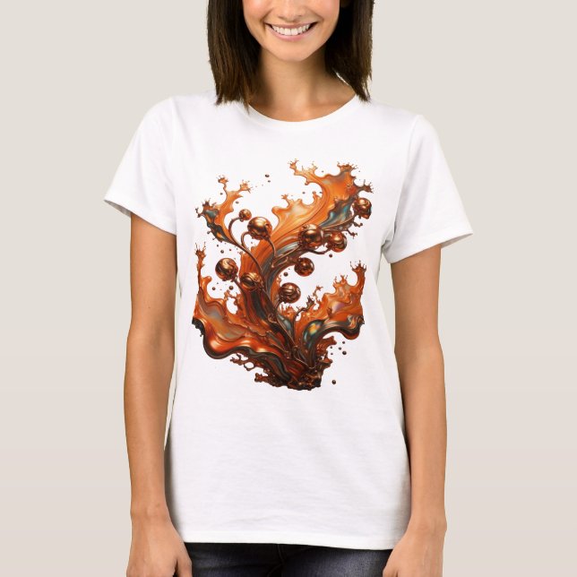 Ikonisk Silver ABSTRAKT KONST Mode Print T Shirt (Framsida)