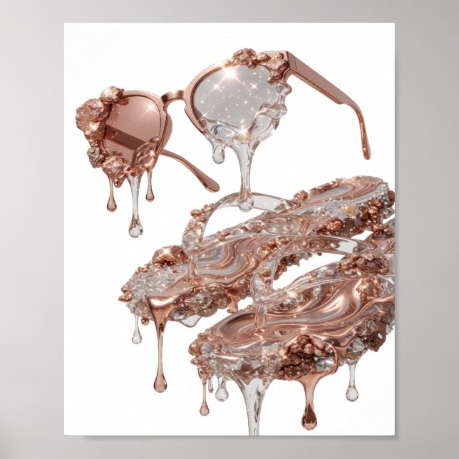 Ikonisk Silver ABSTRAKT KONST Modern Design Poster (Framsidan)