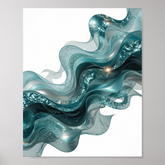 Ikonisk Silver ABSTRAKT KONST v2 Poster (Framsidan)