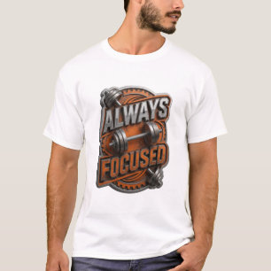 Ikonisk Silver ALLTID FOKUSERAD Tryck T Shirt