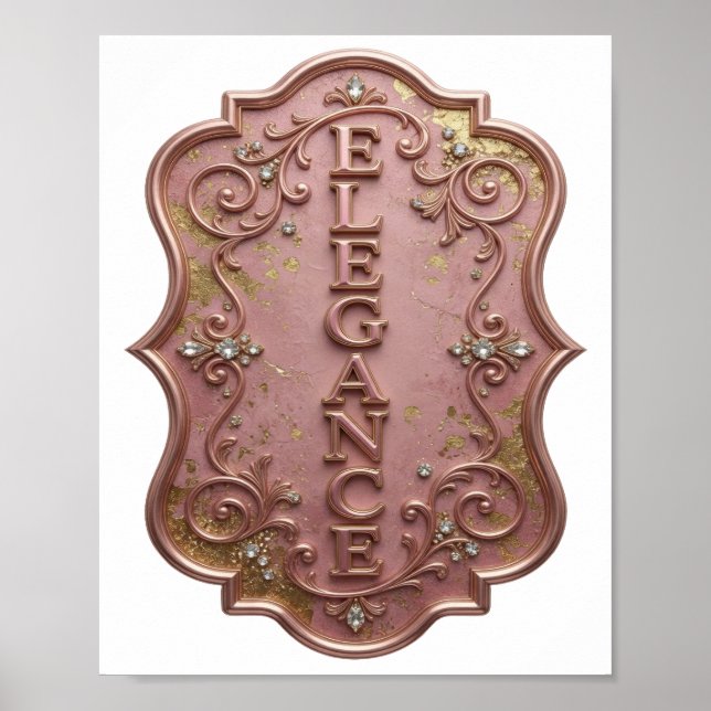 Ikonisk Silver ELEGANS Slogandesign Poster (Framsidan)
