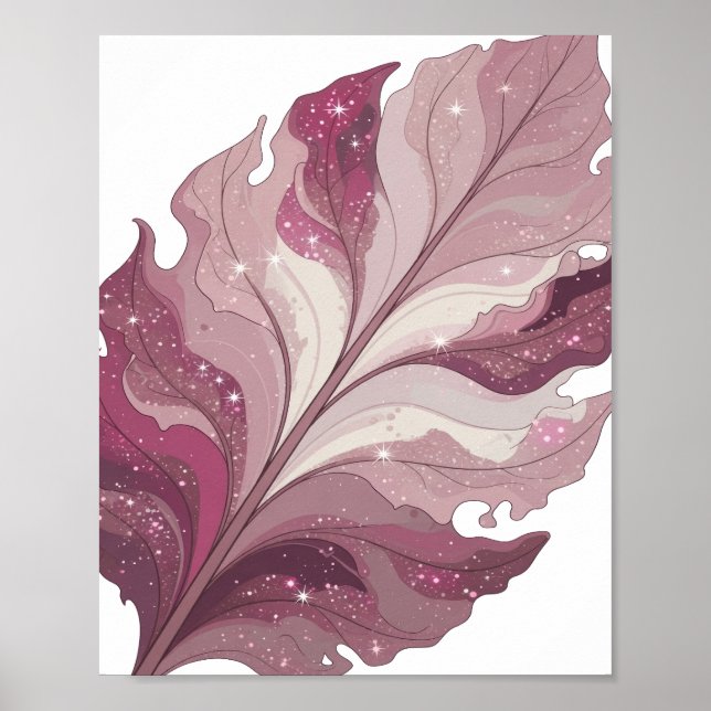 Ikonisk Silver FANTASY LEAF Fet Design Poster (Framsidan)