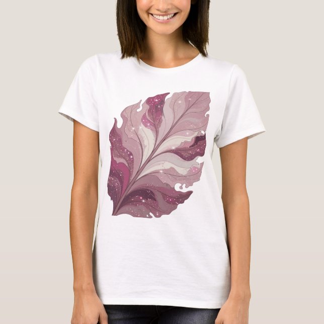 Ikonisk Silver FANTASY LEAF Fet Design T Shirt (Framsida)