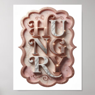 Ikonisk Silver HUNGRY Grafisk Design Poster