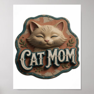 Ikonisk Silver KATT MAMMA Poster