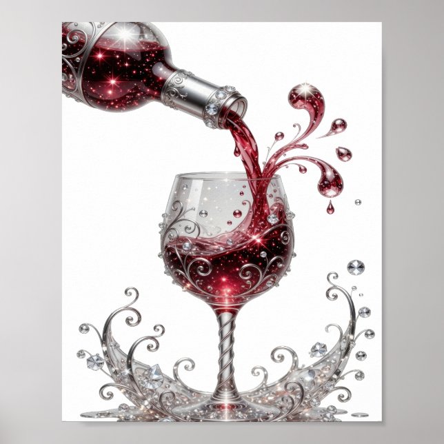 Ikonisk Silver RÖD VIN Poster (Framsidan)