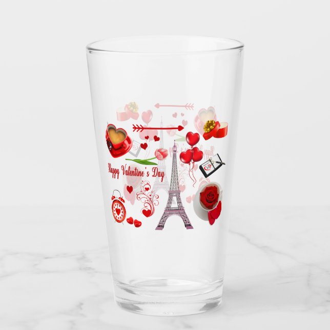 Ikonisk souvenir för Alla hjärtans dag romantiska  Glaskopp (Framsida)