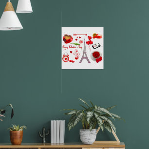 Ikonisk souvenir för Alla hjärtans dag romantiska Poster
