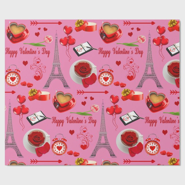 Ikonisk souvenir för Alla hjärtans dag romantiska  Presentpapper (Platt)