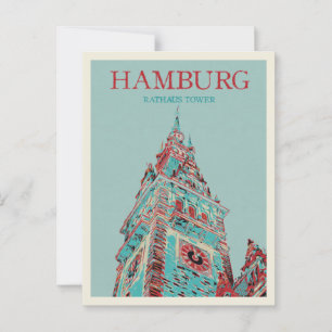 Ikonisk tysk arkitektur Hamburg City Hall Torn Vykort