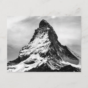 Ikoniska alpina bergarter Matterhorn Black and Whi Vykort