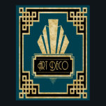 Ikoniska Art Deco-Teal Black och Guld Poster<br><div class="desc">Om du väljer att ladda ned poster Walgreen-butiken din hämtning i olika storlekar och i olika struktur på mycket bra pris. Ibland med rabatt. Ett tips från min amerikanska vän. Se onlinen "Digital Printing" (Digital Printing) i Storbritannien. Jag skapade just detta Art Deco Poster i teal, svart och guld. Det...</div>