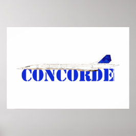 Ikoniska Concorde-jet med fet blå typografi Poster