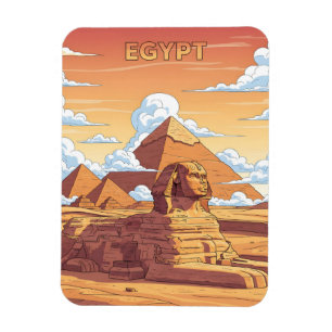 Ikoniska egyptiska pyramider och sfinx magnet