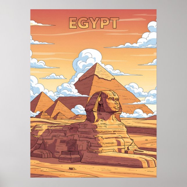 Ikoniska egyptiska pyramider och sfinx poster (Framsidan)