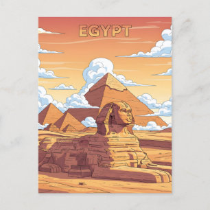 Ikoniska egyptiska pyramider och sfinx vykort