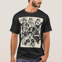 "Ikoniska filmhjältar T-shirt-konturer."